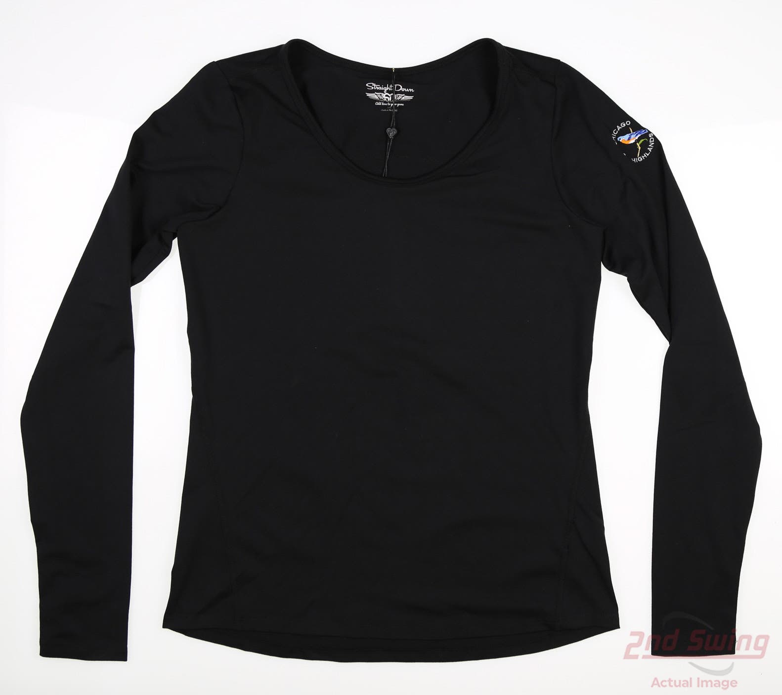 New W/ Logo Womens Straight Down Golf Long Sleeve Medium M Black MSRP