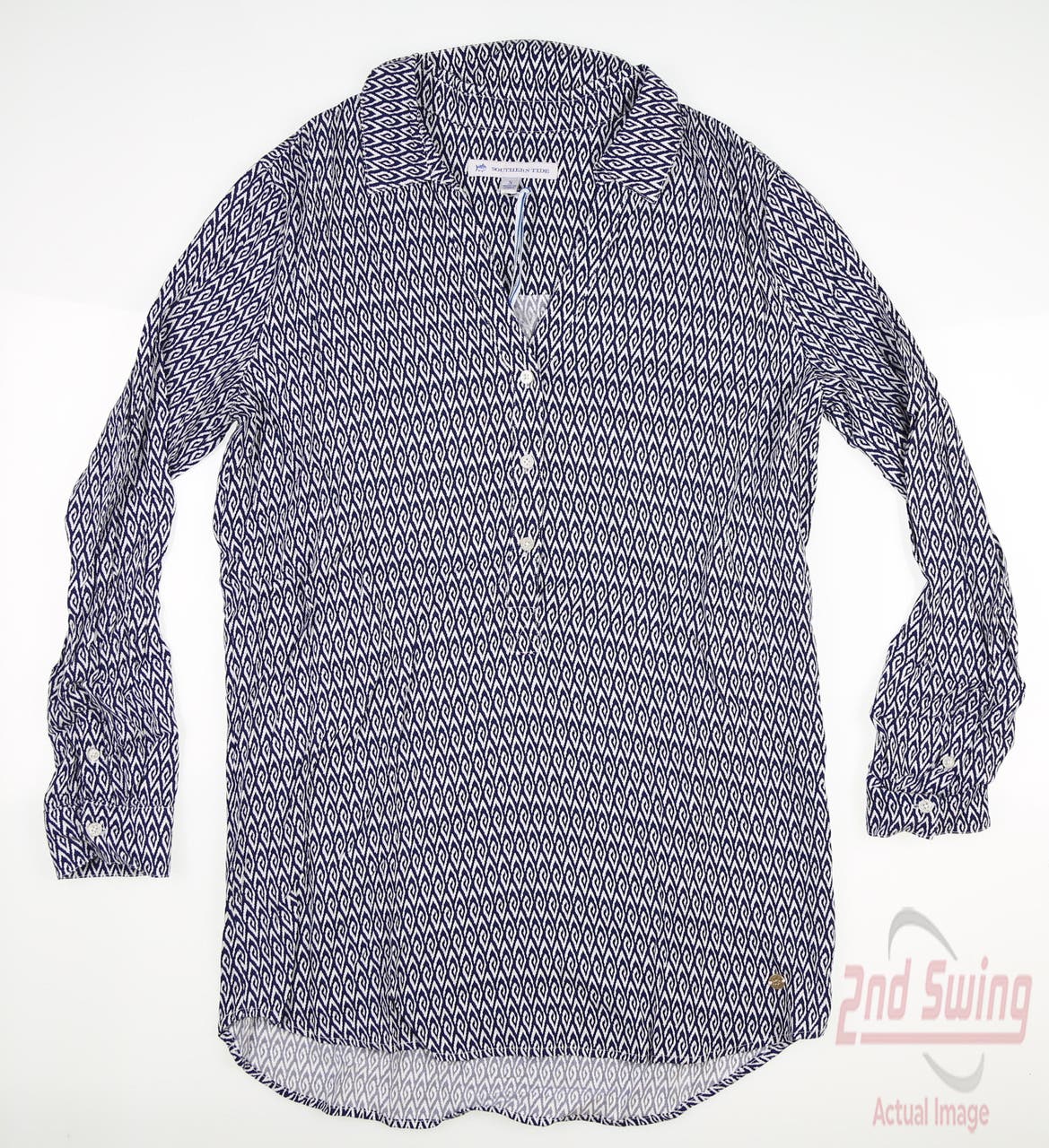 New Womens Southern Tide Golf Long Sleeve Polo Small S Navy Blue MSRP $115