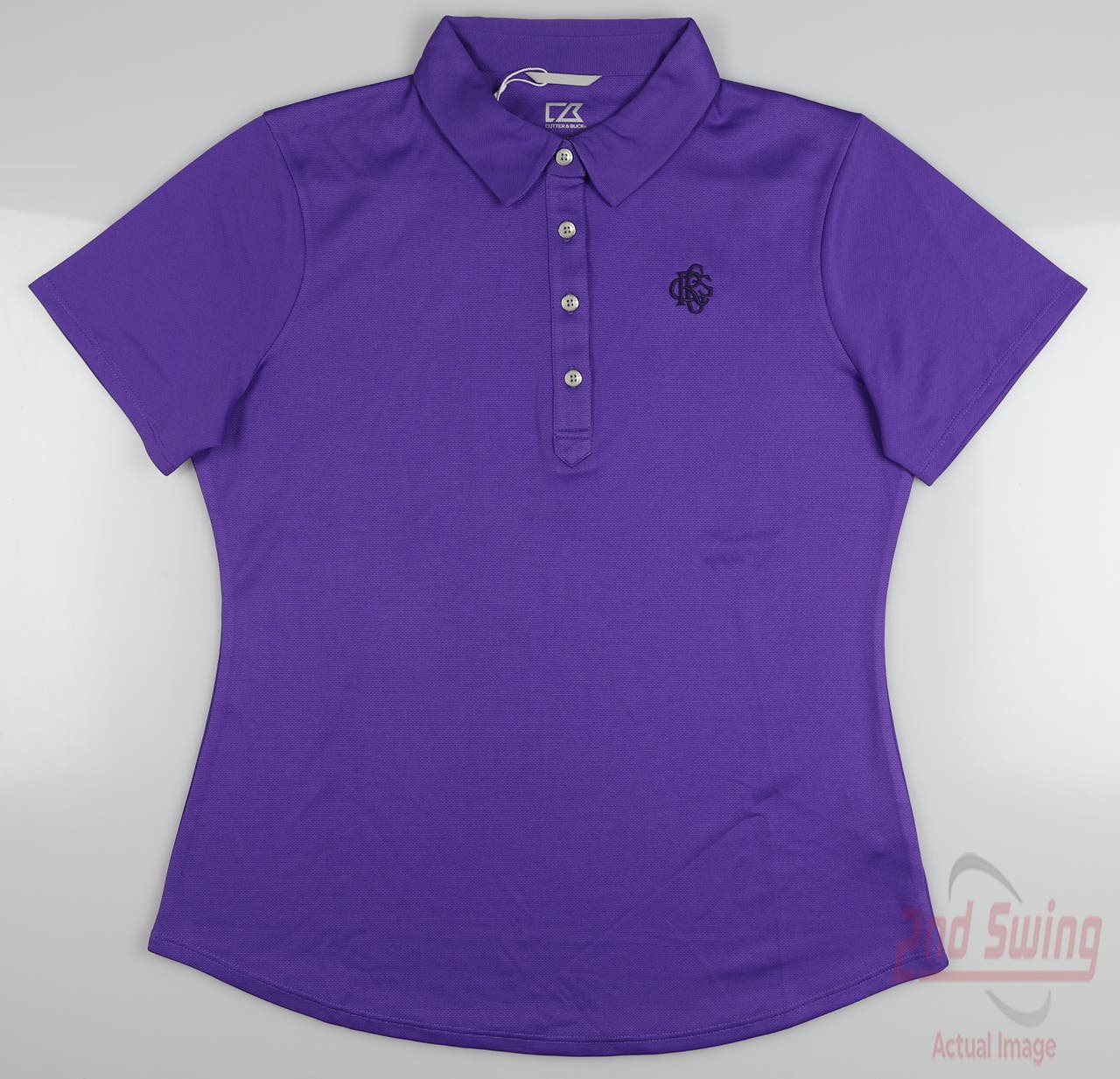 New W/ Logo Womens Cutter & Buck Golf Polo Medium M Purple MSRP $60 LCK08682