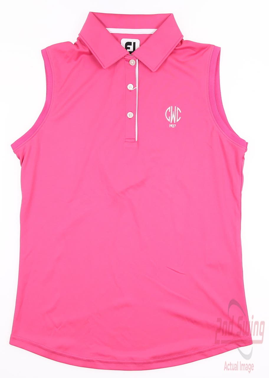 New W/ Logo Womens Footjoy Solid Interlock Sleeveless Polo Small S Pink MSRP $65 27074