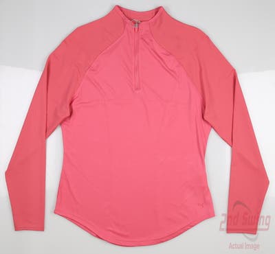 New Womens Puma Shine 1/4 Zip Pullover Small S Rapture Rose MSRP $70 533008 08