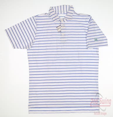 New W/ Logo Mens B. Draddy Darrell Polo Small S White/Blue MSRP $110