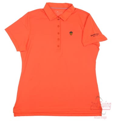 New W/ Logo Womens Peter Millar Golf Polo Large L Orange MSRP $85