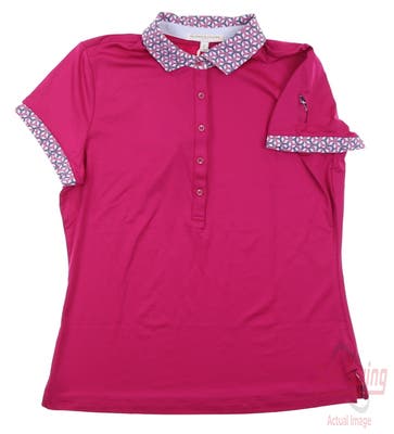 New W/ Logo Womens Fairway & Greene Golf Polo Medium M Wild Rose Pink MSRP $95