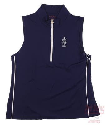 New W/ Logo Womens Kinona Keep It Covered Sleeveless Polo Medium M Navy Blue MSRP $104