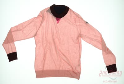 New W/ Logo Womens G-Fore Layered Polo Merino Wool Sweater Large L Pink MSRP $250