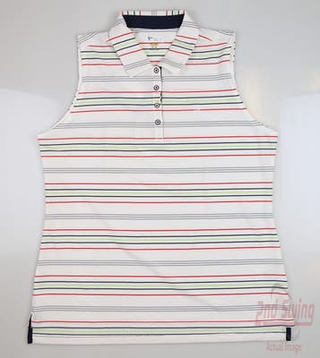 New W/ Logo Womens Greg Norman Sleeveless Golf Polo Small S White MSRP $74