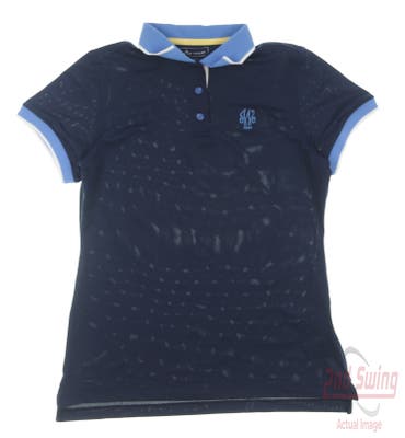 New W/ Logo Womens Peter Millar Golf Polo Small S Navy Blue MSRP $89