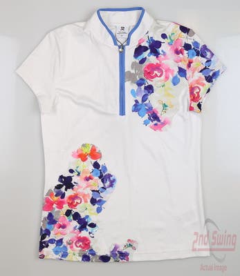 New Womens Daily Sports Golf Polo X-Small XS White Multi MSRP $99
