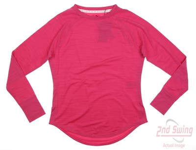 New Womens Puma Cloudspun Long Sleeve Crew Neck Small S Orchid Shadow Heather MSRP $60
