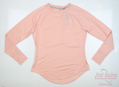 New Womens Puma Cloudpsun Long Sleeve Crew Neck Small S Rose Dust Heather MSRP $60