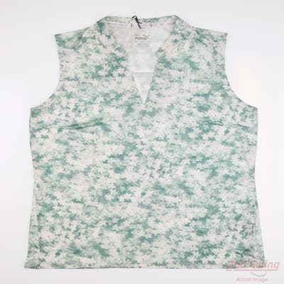 New Womens Puma Mattr Stillwater Sleeveless Polo Small S Bright White/Adriatic MSRP $60