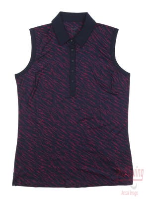 New Womens Puma Cloudspun Whitewater Sleeveless Polo Small S Navy Blazer/Orchid Shadow MSRP $60