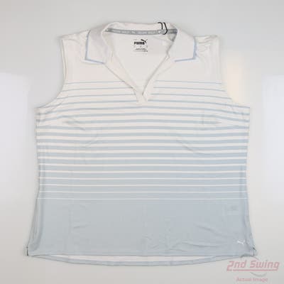 New Womens Puma Mattr Sleeveless Stripe Polo Small S Lucite MSRP $60