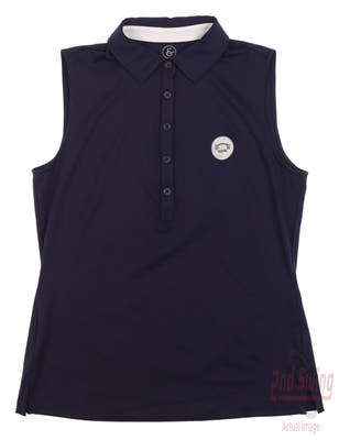 New W/ Logo Womens Fairway & Greene Golf Sleeveless Polo Small S Navy Blue MSRP $98