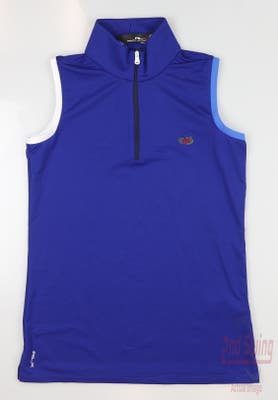 New W/ Logo Womens Ralph Lauren RLX Golf Sleeveless Polo X-Small XS Blue Multi MSRP $99