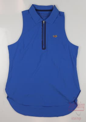 New W/ Logo Womens Peter Millar Golf Sleeveless Polo X-Small XS Blue MSRP $85