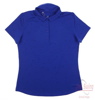 New Womens Under Armour Golf Polo Large L Blue MSRP $65