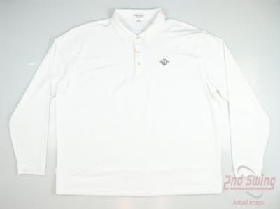 New W/ Logo Mens Peter Millar Long Sleeve Polo XXX-Large XXXL White MSRP $105