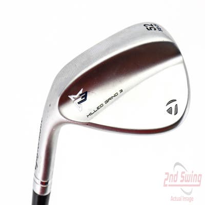 TaylorMade Milled Grind 3 Raw Chrome Wedge Gap GW 52° 9 Deg Bounce Dynamic Gold Tour Issue S200 Steel Stiff Left Handed 35.5in