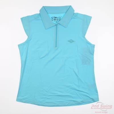 New W/ Logo Womens IBKUL Sleeveless Polo X-Small XS Blue MSRP $95