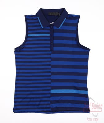 New W/ Logo Womens G-Fore Sleeveless Polo X-Small XS Blue MSRP $115