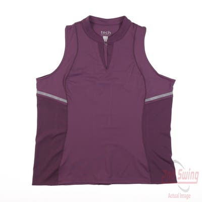 New Womens Lucky In Love Sleeveless Polo X-Large XL Plum MSRP $106