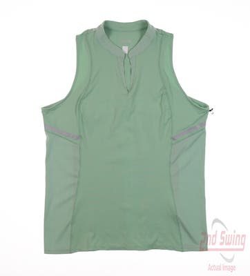New Womens Lucky In Love Sleeveless Polo Large L Green MSRP $106