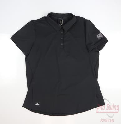 New W/ Logo Womens Adidas Ultimate365 Solid Polo X-Large XL Black MSRP $60