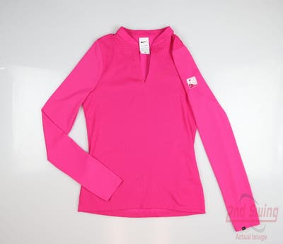 New W/ Logo Womens Nike Golf Long Sleeve Polo X-Small XS Pink MSRP $72