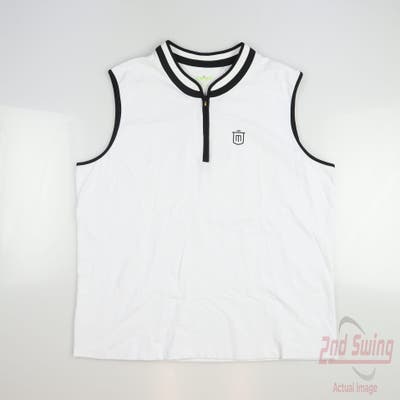New W/ Logo Womens Swing Control Golf Sleeveless Polo X-Large XL White MSRP $90