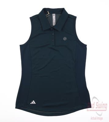 New W/ Logo Womens Adidas Sleeveless Polo X-Small XS Green Blue MSRP $65