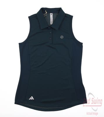 New W/ Logo Womens Adidas Sleeveless Polo Small S Green Blue  MSRP $65
