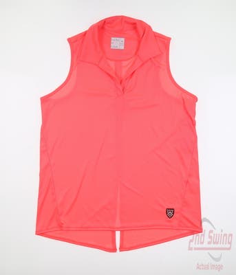 New W/ Logo Womens Lucky In Love Sleeveless Polo Small S Coral MSRP $100