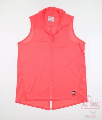New W/ Logo Womens Lucky In Love Sleeveless Polo Medium M Coral MSRP $100