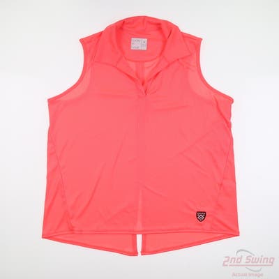 New W/ Logo Womens Lucky In Love Sleeveless Polo Large L Coral MSRP $100