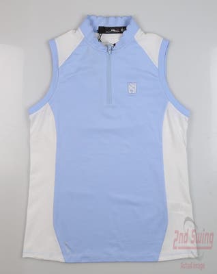 New W/ Logo Womens Ralph Lauren RLX Golf Sleeveless Polo Small S Blue MSRP $98
