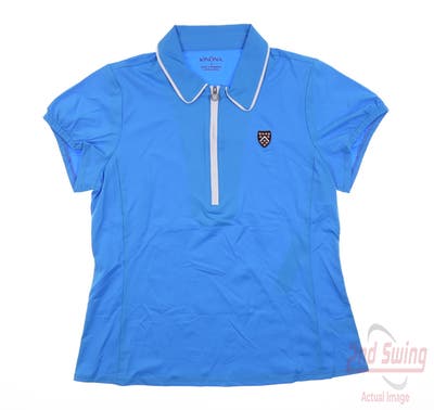 New W/ Logo Womens Kinona Polo X-Small XS Blue MSRP $150