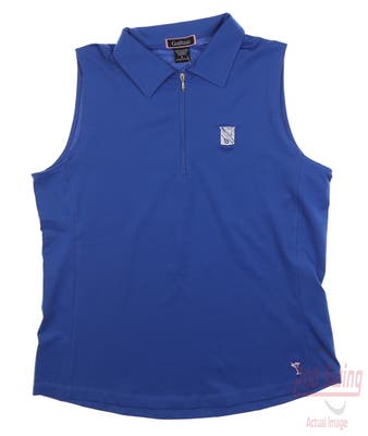 New W/ Logo Womens Golftini Golf Sleeveless Polo Large L Blue MSRP $90