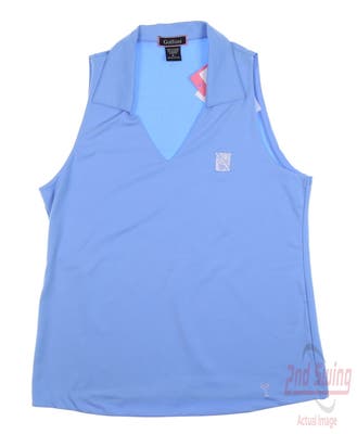 New W/ Logo Womens Golftini Golf Sleeveless Polo Large L Blue MSRP $96