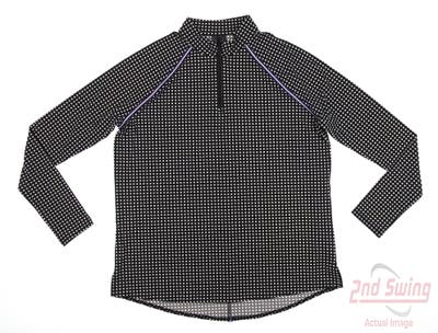 New Womens Belyn Key Piped Sport 1/4 Zip Pullover Medium M Black MSRP $128
