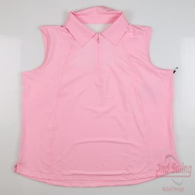 New Womens Belyn Key Mesh Panel Sleeveless Polo Medium M Pink MSRP $112