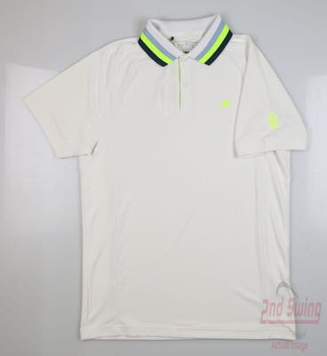 New W/ Logo Mens Adidas Golf Polo Small S White MSRP $95