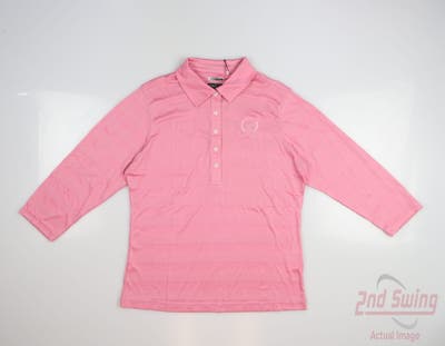 New W/ Logo Womens Adidas Long Sleeve Polo Large L Pink MSRP $