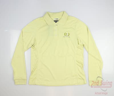 New W/ Logo Womens Adidas Long Sleeve Polo Large L Yellow MSRP $65