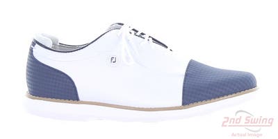New Womens Golf Shoe Footjoy Traditions Spikeless Medium 9.5 White/Blue MSRP $120 97911