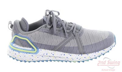 New Mens Golf Shoe Adidas Solarthon Primegreen Spikeless Medium 9.5 Grey/Blue/Yellow MSRP $150 FZ1025