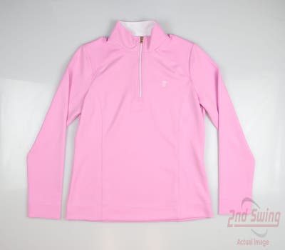 New W/ Logo Womens Fairway & Greene 1/4 Zip Pullover Medium M Pink MSRP $