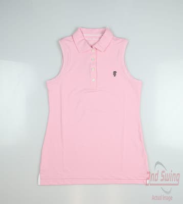 New W/ Logo Womens Peter Millar Sleeveless Polo X-Small XS Pink MSRP $105