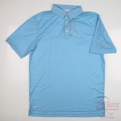New W/ Logo Mens Straight Down Regis Polo Large L Blue MSRP $96